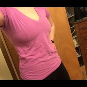 Pink hurley t shirt with v neck